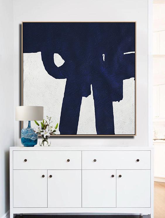 Navy Blue Minimalist Painting #NV187A - Click Image to Close
